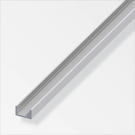 Profilé U aluminium anodisé argent 10x22.5x1.5mm 2m