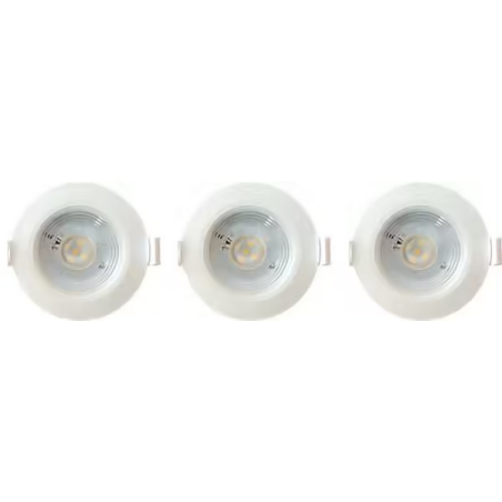 Spot fixe encastrable D.90mm GU10 LED 5W blanc - blanc froid 4000K 350lm x3