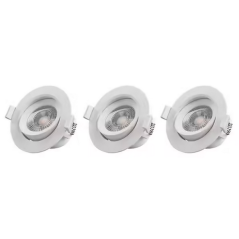 Spot orientable encastrable D.90mm GU10 LED 5W blanc - blanc chaud 3000K 350lm IP20 x3
