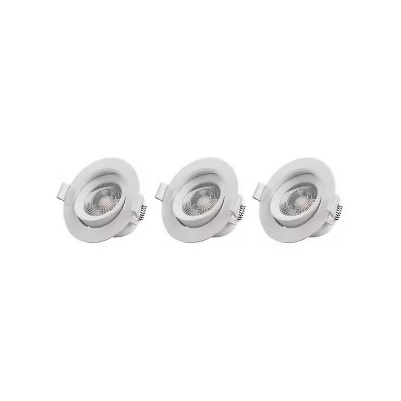 Spot orientable encastrable D.90mm GU10 LED 5W blanc - blanc chaud 3000K 350lm IP20 x3