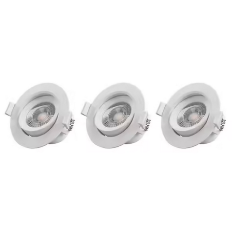 Spot orientable encastrable D.90mm GU10 LED 5W blanc - blanc chaud 3000K 350lm IP20 x3