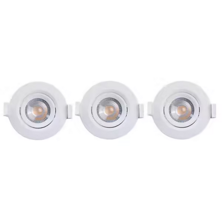 Spot orientable encastrable D.90mm GU10 LED 5W blanc - blanc chaud 3000K 350lm IP20 x3