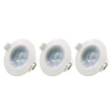 Spot fixe encastrable D.90mm GU10 LED 5W blanc - blanc chaud 3000K 350lm x3
