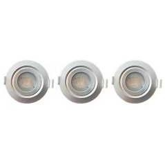 Spot orientable encastrable D.90mm GU10 LED 5W gris argent - blanc froid 4000K 350lm IP20 x3