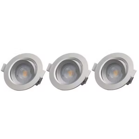 Spot orientable encastrable D.90mm GU10 LED 5W gris argent - blanc froid 4000K 350lm IP20 x3