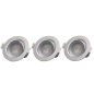 Spot orientable encastrable D.90mm GU10 LED 5W gris argent - blanc froid 4000K 350lm IP20 x3