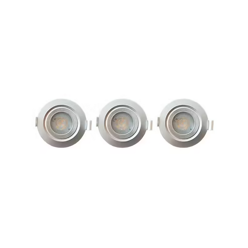Spot orientable encastrable D.90mm GU10 LED 5W gris argent - blanc chaud 3000K 350lm IP20 x3