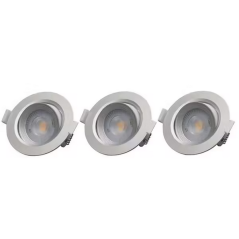 Spot orientable encastrable D.90mm GU10 LED 5W gris argent - blanc chaud 3000K 350lm IP20 x3