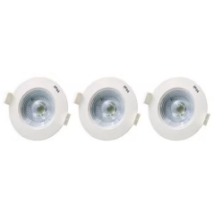 Spot fixe encastrable D.90mm GU10 LED 5W blanc - blanc chaud 2700K 350lm IP44 x3
