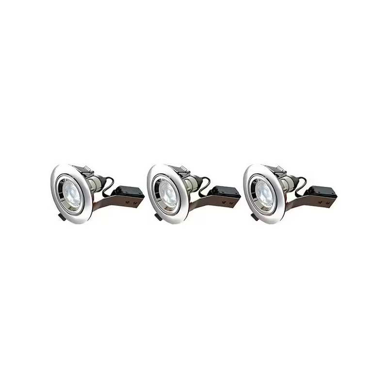 Spot orientable encastrable D.90mm GU10 LED 5W nickel satin - blanc chaud 2700K 350lm x3