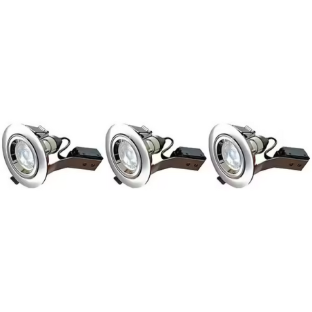 Spot orientable encastrable D.90mm GU10 LED 5W nickel satin - blanc chaud 2700K 350lm x3