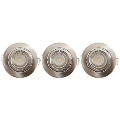 Spot orientable encastrable D.90mm GU10 LED 5W nickel satin - blanc chaud 2700K 350lm x3