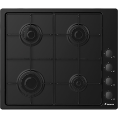 Table de cuisson à gaz encastrable 4 feux 60cm inox Noir Candy CHW 6 LBB