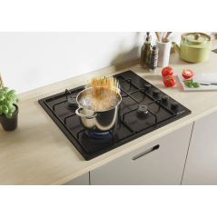 Table de cuisson à gaz encastrable 4 feux 60cm inox Noir Candy CHW 6 LBB