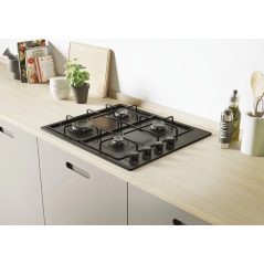 Table de cuisson à gaz encastrable 4 feux 60cm inox Noir Candy CHW 6 LBB