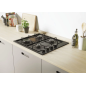 Table de cuisson à gaz encastrable 4 feux 60cm inox Noir Candy CHW 6 LBB