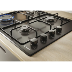 Table de cuisson à gaz encastrable 4 feux 60cm inox Noir Candy CHW 6 LBB