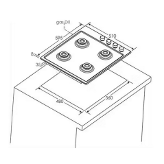 Table de cuisson à gaz encastrable 4 feux 60cm inox Noir Candy CHW 6 LBB
