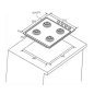 Table de cuisson à gaz encastrable 4 feux 60cm inox Noir Candy CHW 6 LBB