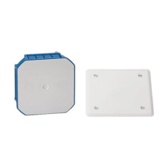 Boîte de dérivation carrée à sceller 80x80x30mm bleu