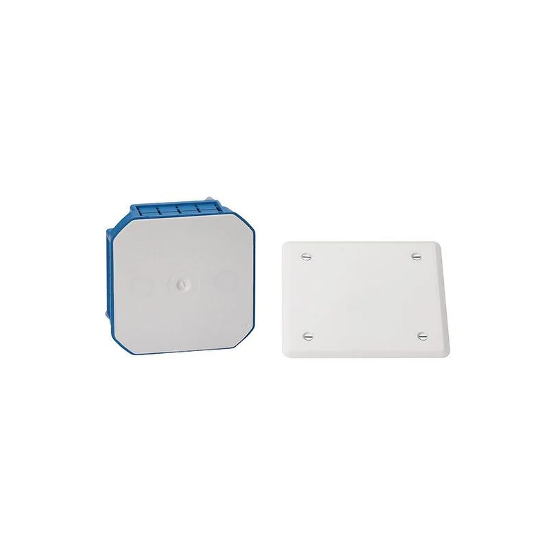 Boîte de dérivation carrée à sceller 80x80x30mm bleu