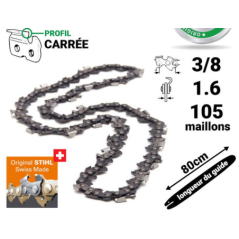 Chaîne pour tronçonneuse 80cm 3/8 1.6mm 105e Stihl