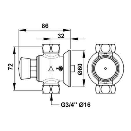 Robinet temporisé douche PRESTO 50 diamètre : 20 x 27