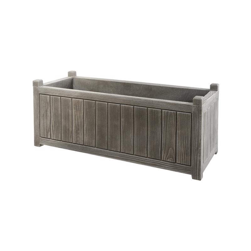 Jardiniere charme rectangulaire 90l 100x40x40cm gris cérusé