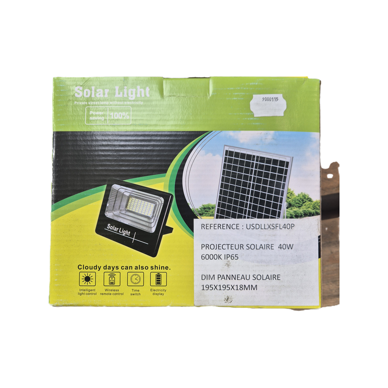 Projecteur solaire + panneau 40w ip65