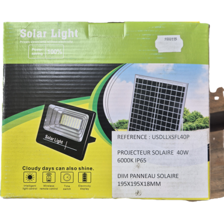 Projecteur solaire + panneau 40w ip65