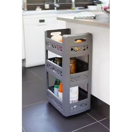 Resserre mobilo 3 tiroirs 45x29x79cm gris galet