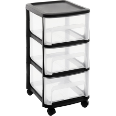 Tour plastique de rangement 3 tiroirs City 32x37x61cm transparante