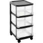 Tour plastique de rangement 3 tiroirs City 32x37x61cm transparante