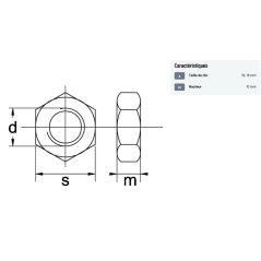Ecrou hexagonal acier zingué m12 x25