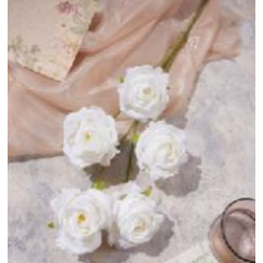 Fleurs 5 pièces rose blanche