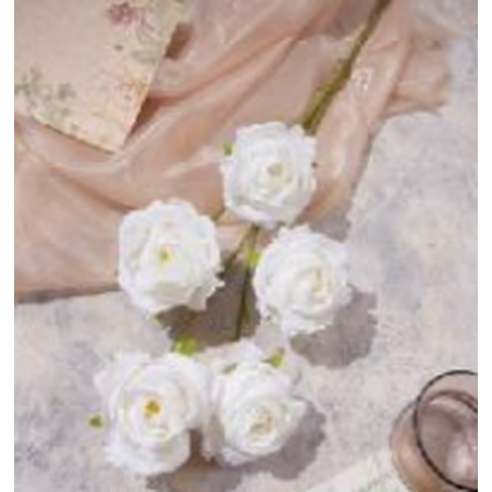 Fleurs 5 pièces rose blanche