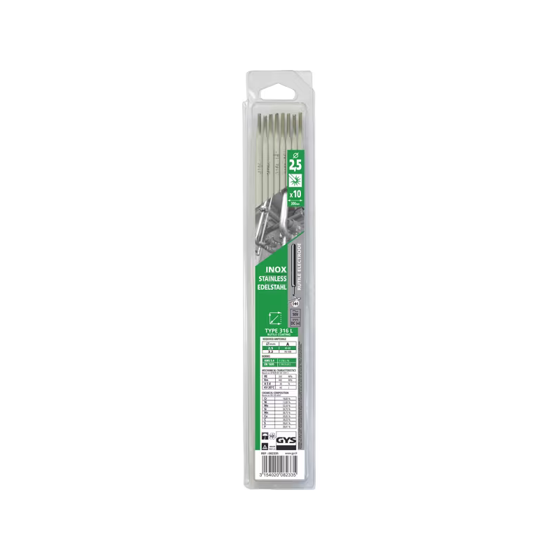 Électrode 2.5x300mm inox 316L x10