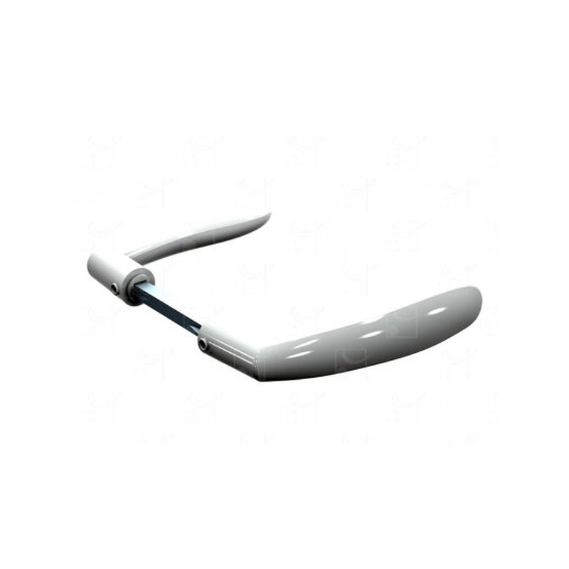 Poignée béquille double en aluminium laqué blanc, carré de 7 mm, pour tube de 30 à 60 mm. Pour serrure 957.