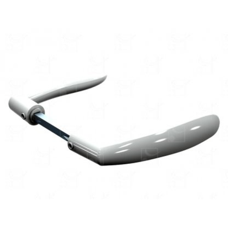 Poignée béquille double en aluminium laqué blanc, carré de 7 mm, pour tube de 30 à 60 mm. Pour serrure 957.