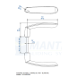 Poignée béquille double en aluminium laqué blanc, carré de 7 mm, pour tube de 30 à 60 mm. Pour serrure 957.