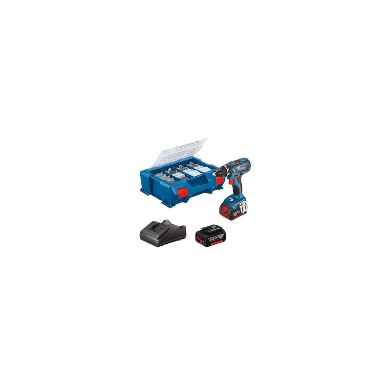 Perceuse visseuse 18v 4ah Bosch GSR 18V-28 + 2 batteries + 1 chargeur + coffret 82 accessoires