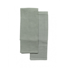 Torchon 50x70cm vert gris coton x2