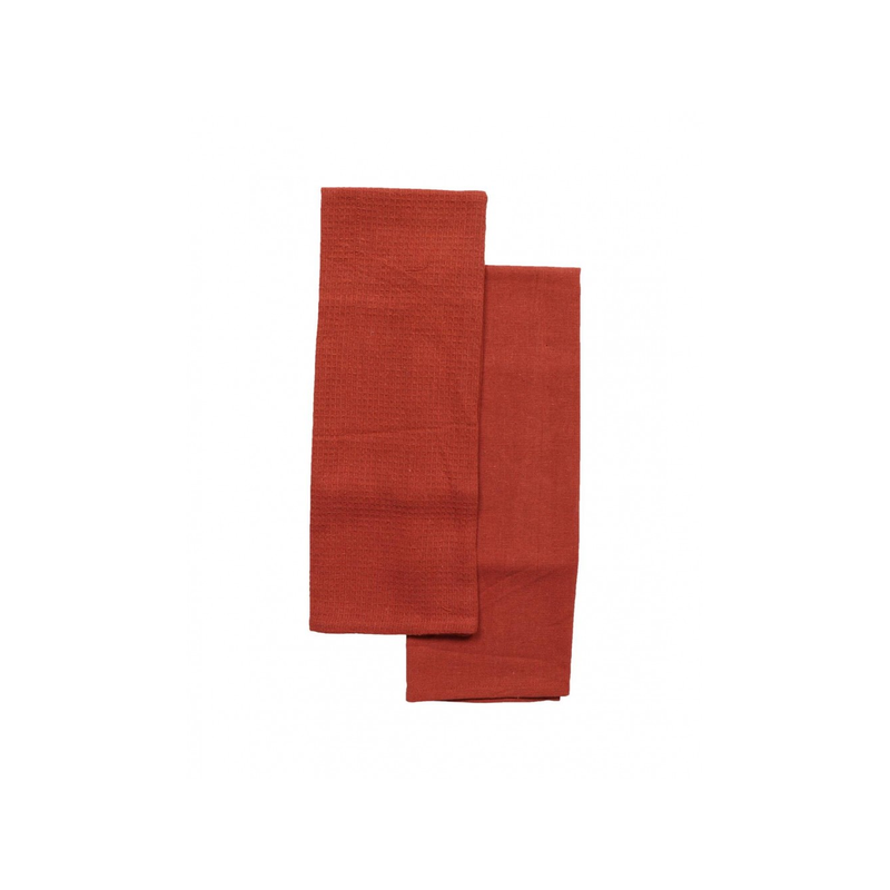 Torchon 50x70cm terracotta coton x2
