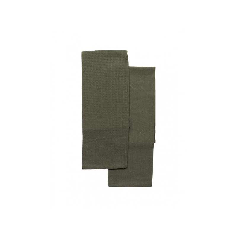 Torchon 50x70cm vert foncé coton x2