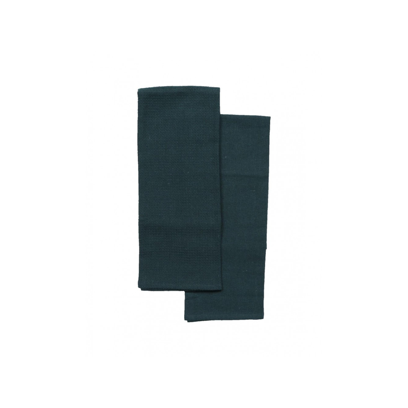 Torchon 50x70cm bleu canard coton x2