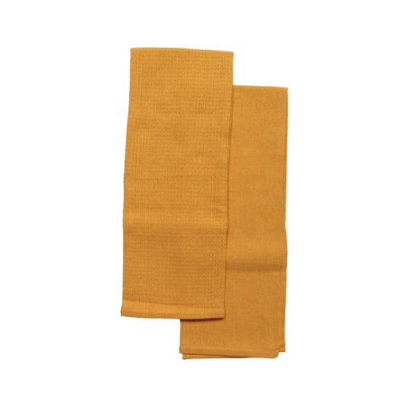 Torchon 50x70cm jaune moutarde coton x2
