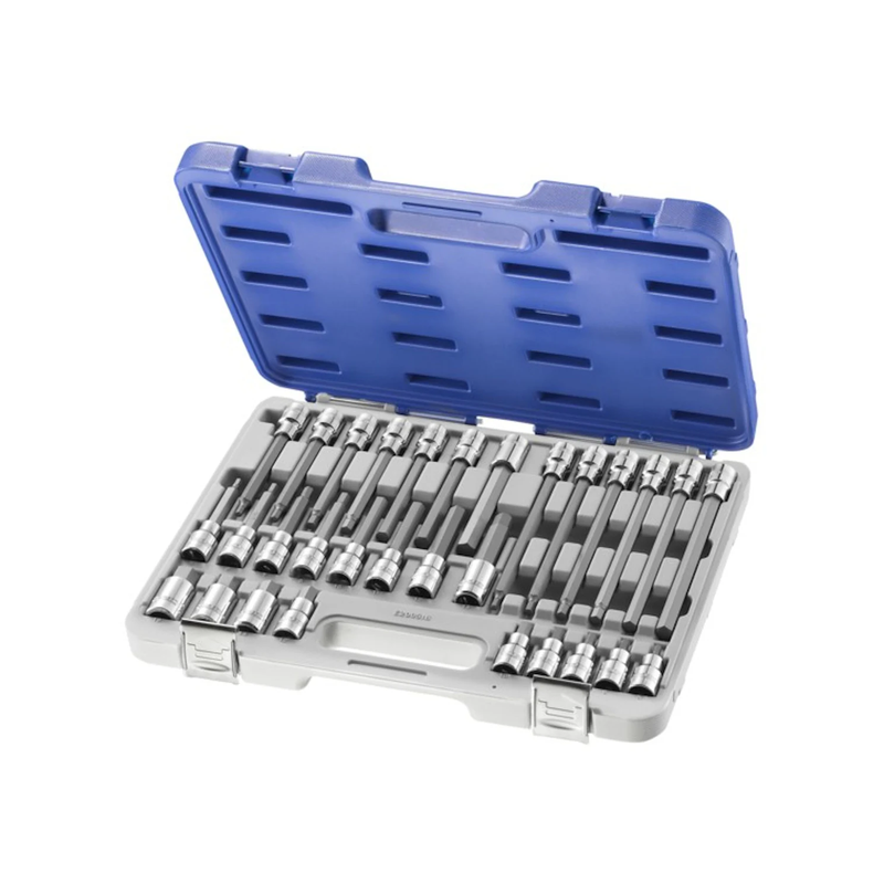 Jeu 30 douilles 6 pans 1/2" 5 à 19mm L.55mm / 100mm / 140mm / 200mm