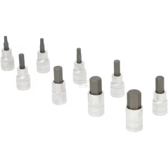 Jeu de 9 douilles 6 pans 1/2" 5 - 6 - 7 - 8 - 10 - 12 - 14 - 17 - 19mm