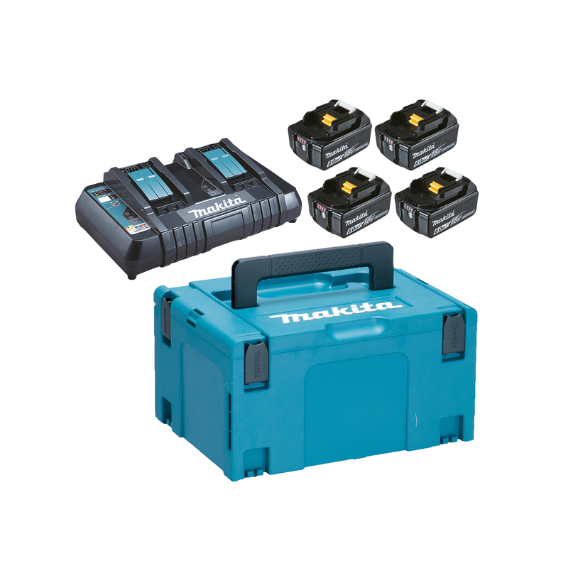 Batterie Makstar LI-ION 18V 6AH x4 + chargeur double x1  + coffret Mak-Pac
