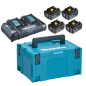 Batterie Makstar LI-ION 18V 6AH x4 + chargeur double x1  + coffret Mak-Pac